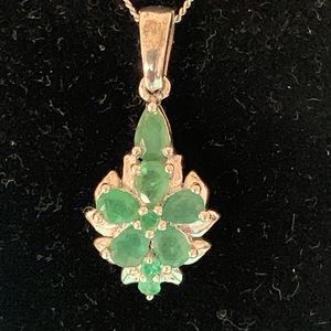 Zambian emerald necklace in platinum over STS 20in